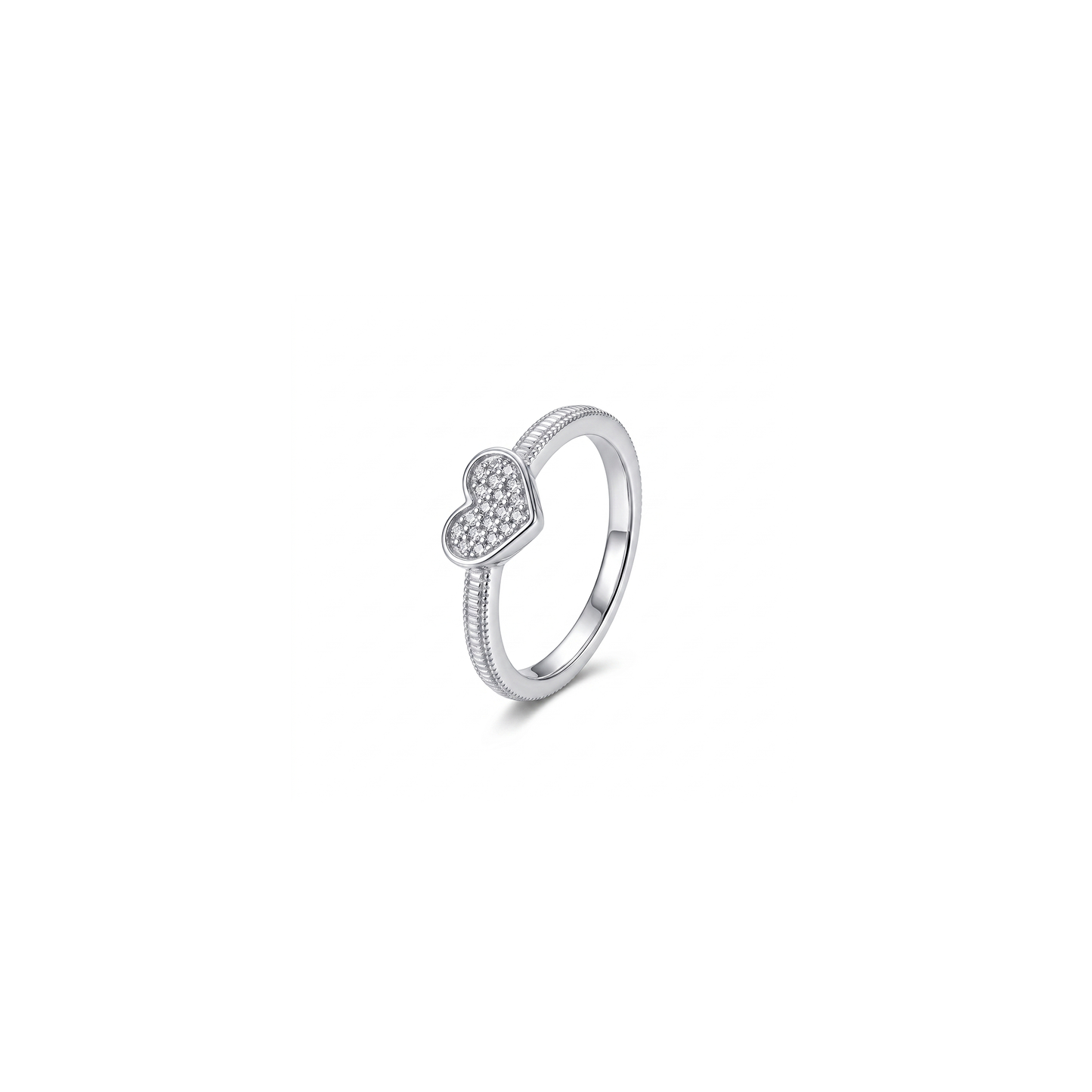 Silver Heart Rope Ring