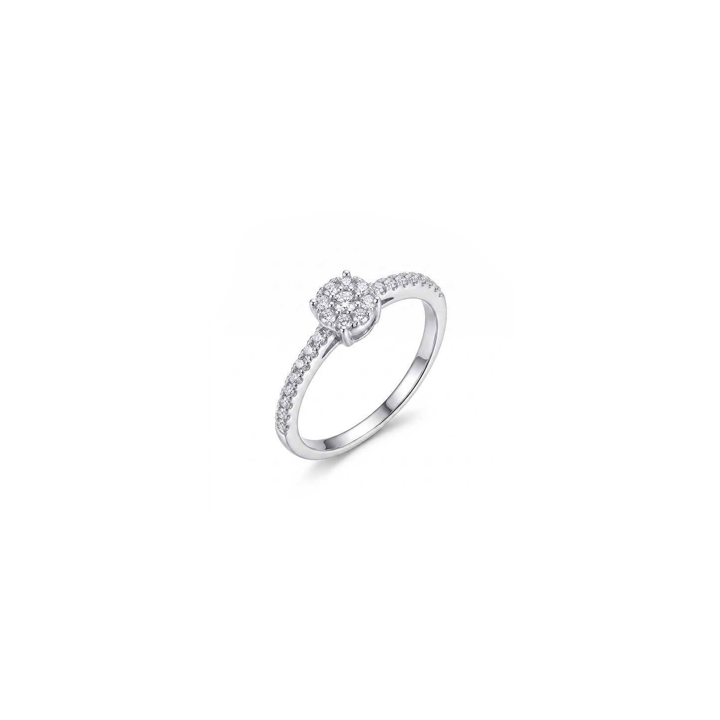 Silver Halo Solitaire Ring
