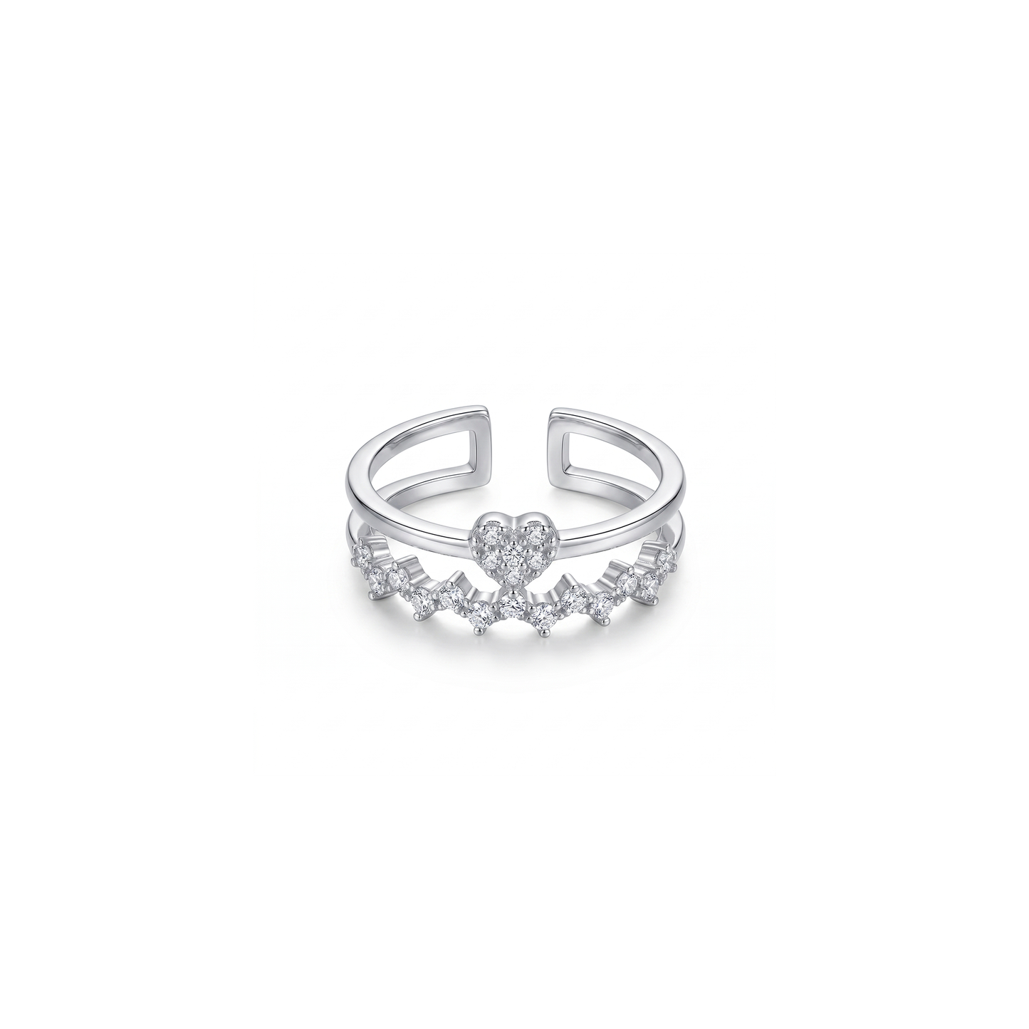Silver Crown Heart Ring