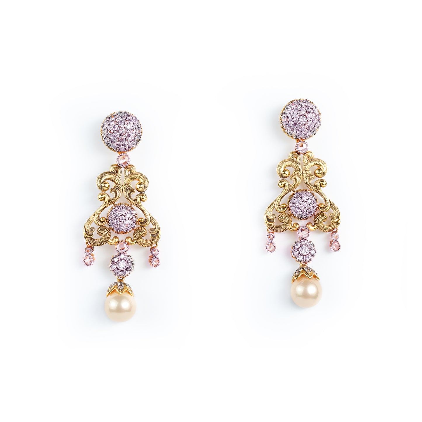 Lavendar Filigree Chandelier Earrings