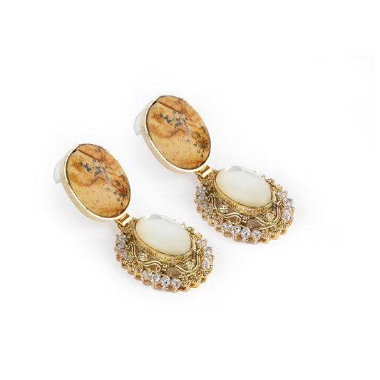 Baroque Pearl & Rose Quartz Stud Drops