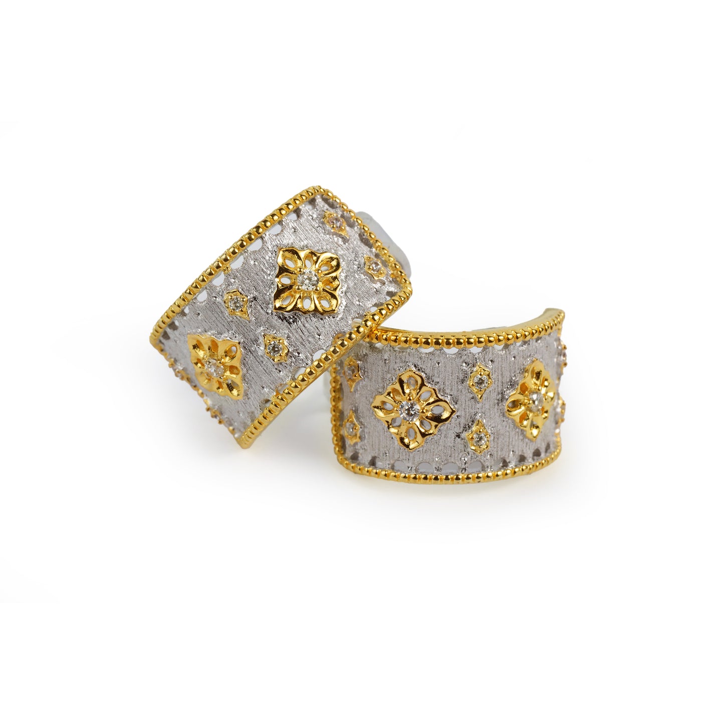 Silver & Gold Filigree Floral Cuffs