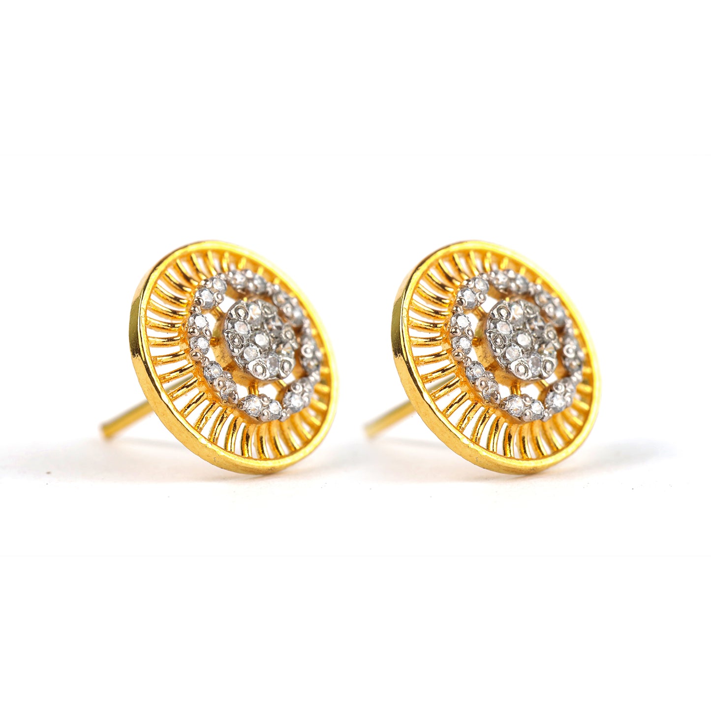 Golden Sunburst Crystal Studs
