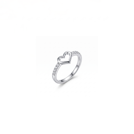Silver Heart Spark Ring