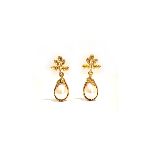 Pearl Leaf Drop Earrings