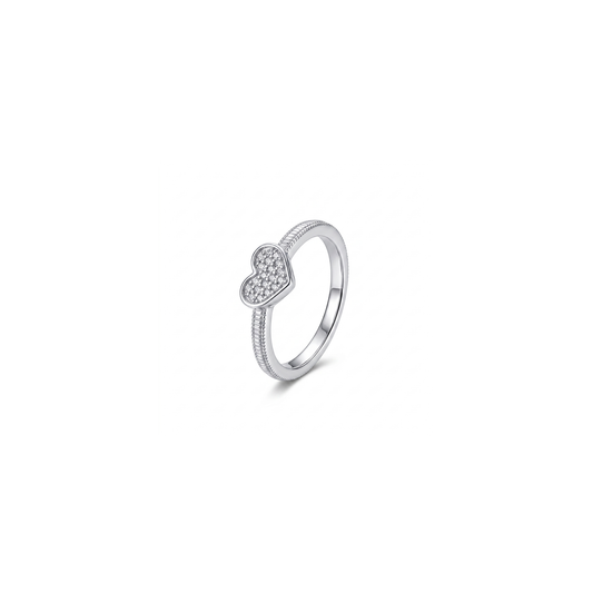 Silver Heart Rope Ring