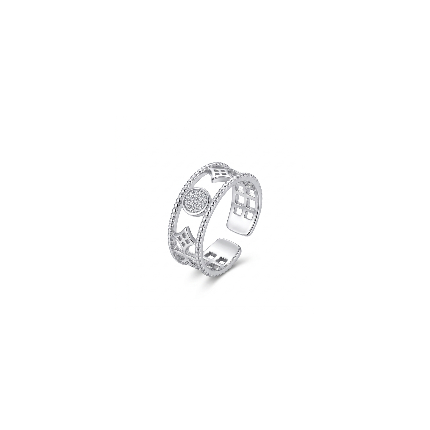 Silver Geometric Spark Ring