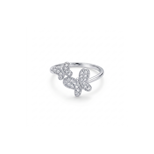 Silver Twin Butterfly Ring