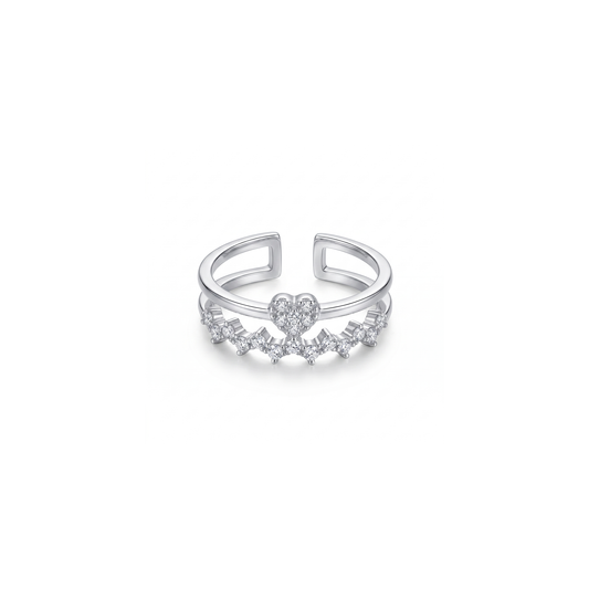 Silver Crown Heart Ring