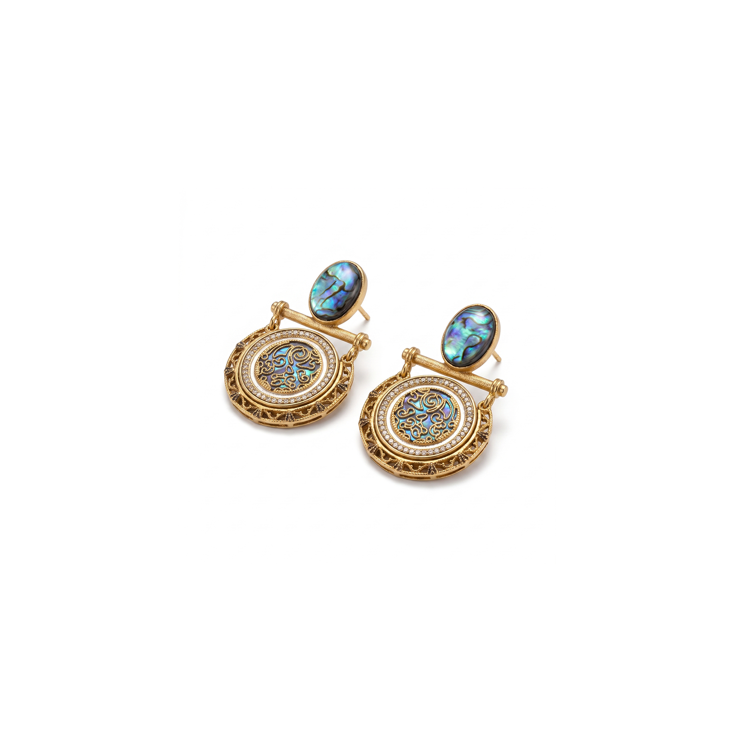 Golden Blue Charm Earrings