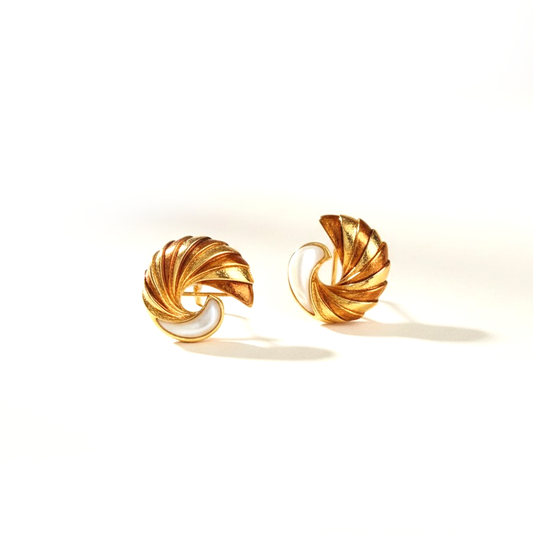 Golden Swirl Pearl Studs