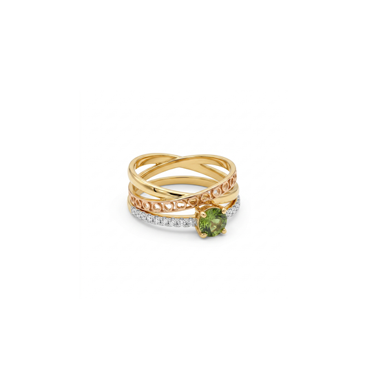 Golden Emerald Charm Ring