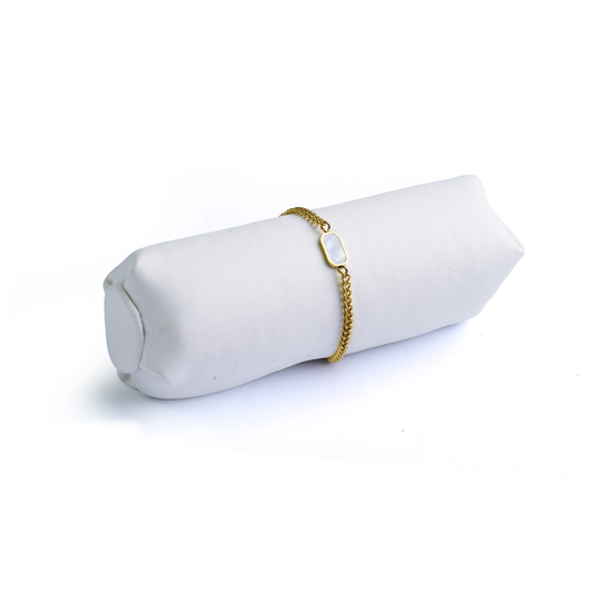White Tablet Curb Bracelet