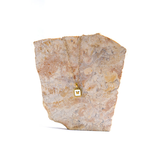 Gilded Butterfly Square Pendant