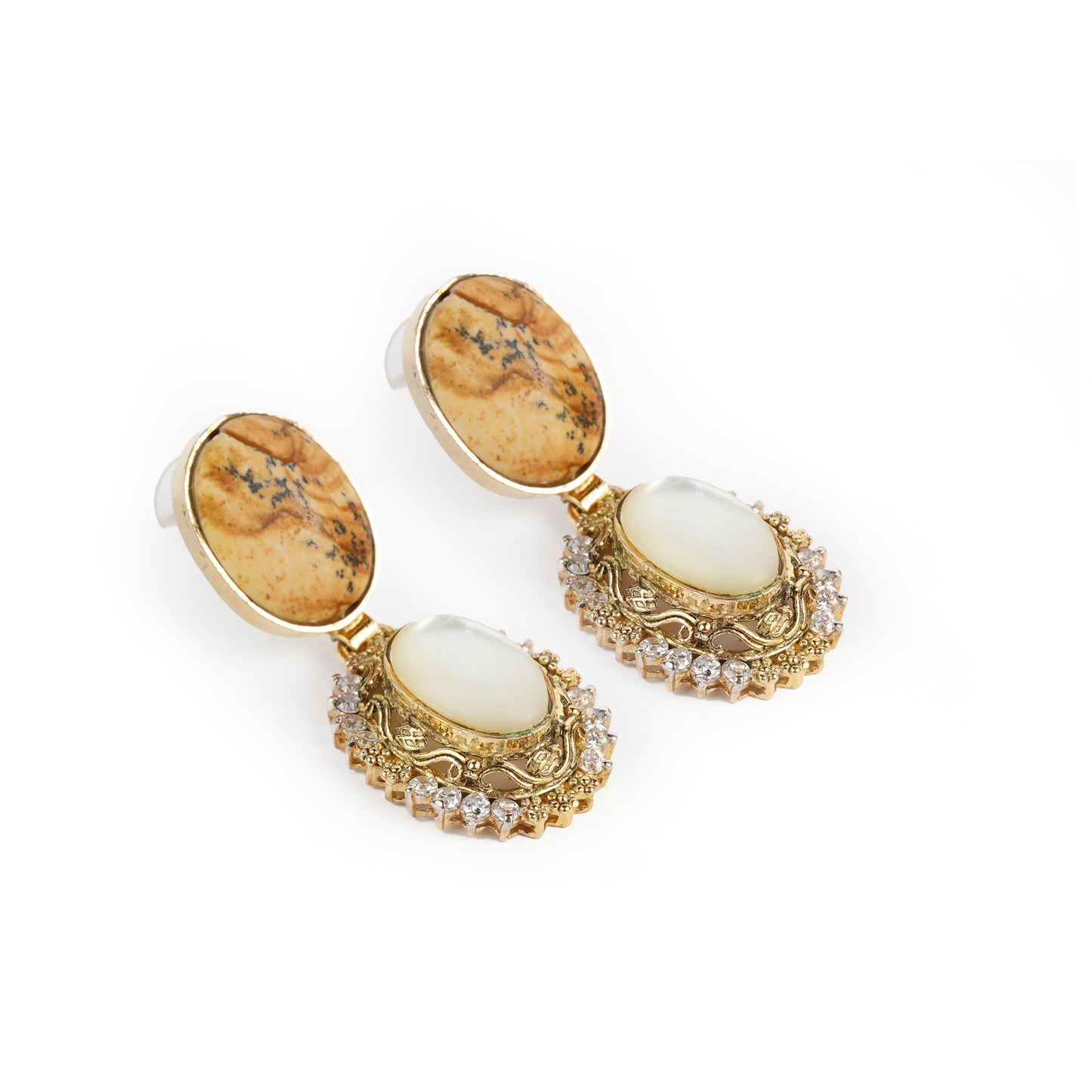 Baroque Pearl & Rose Quartz Stud Drops