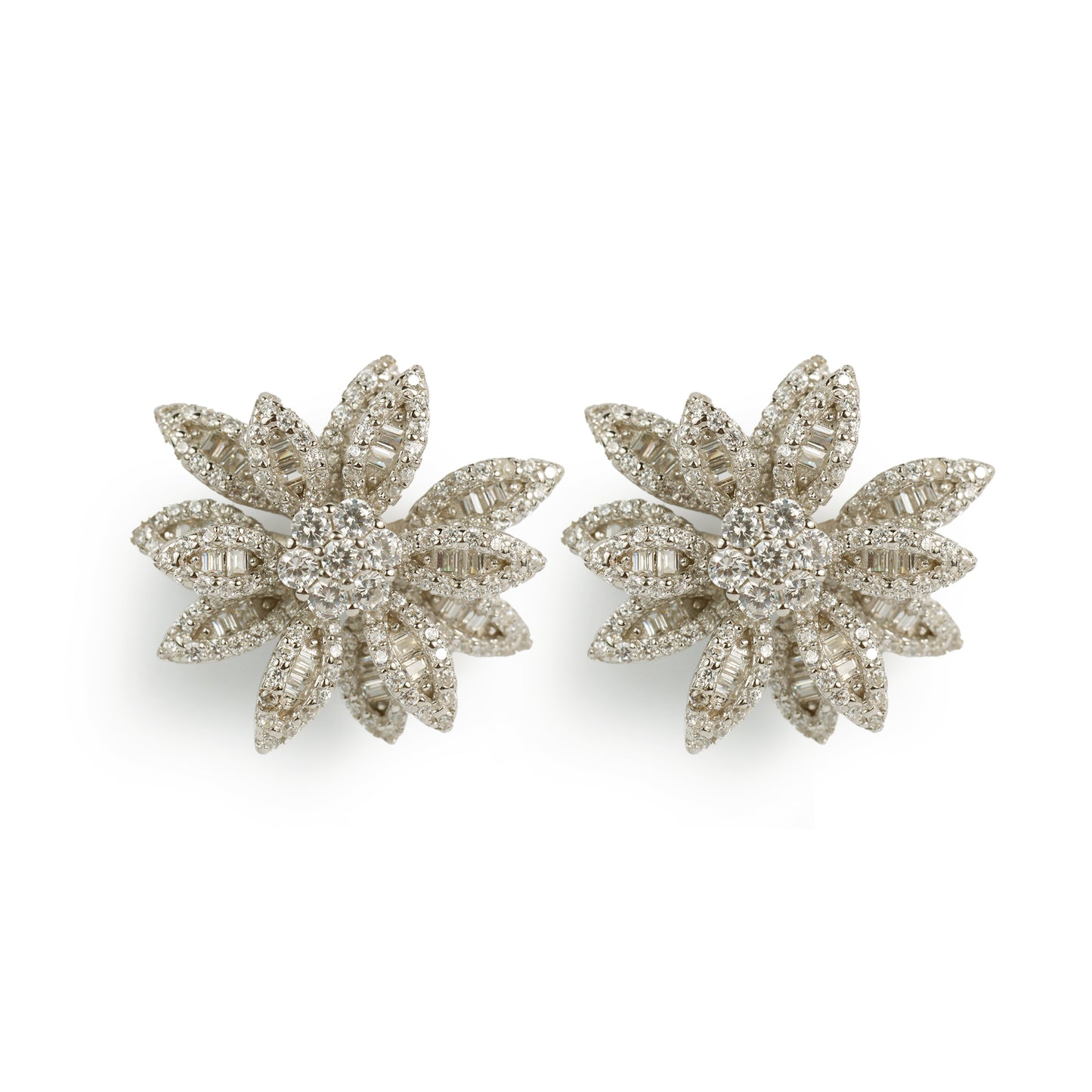 Green Emerald & Rose Studs