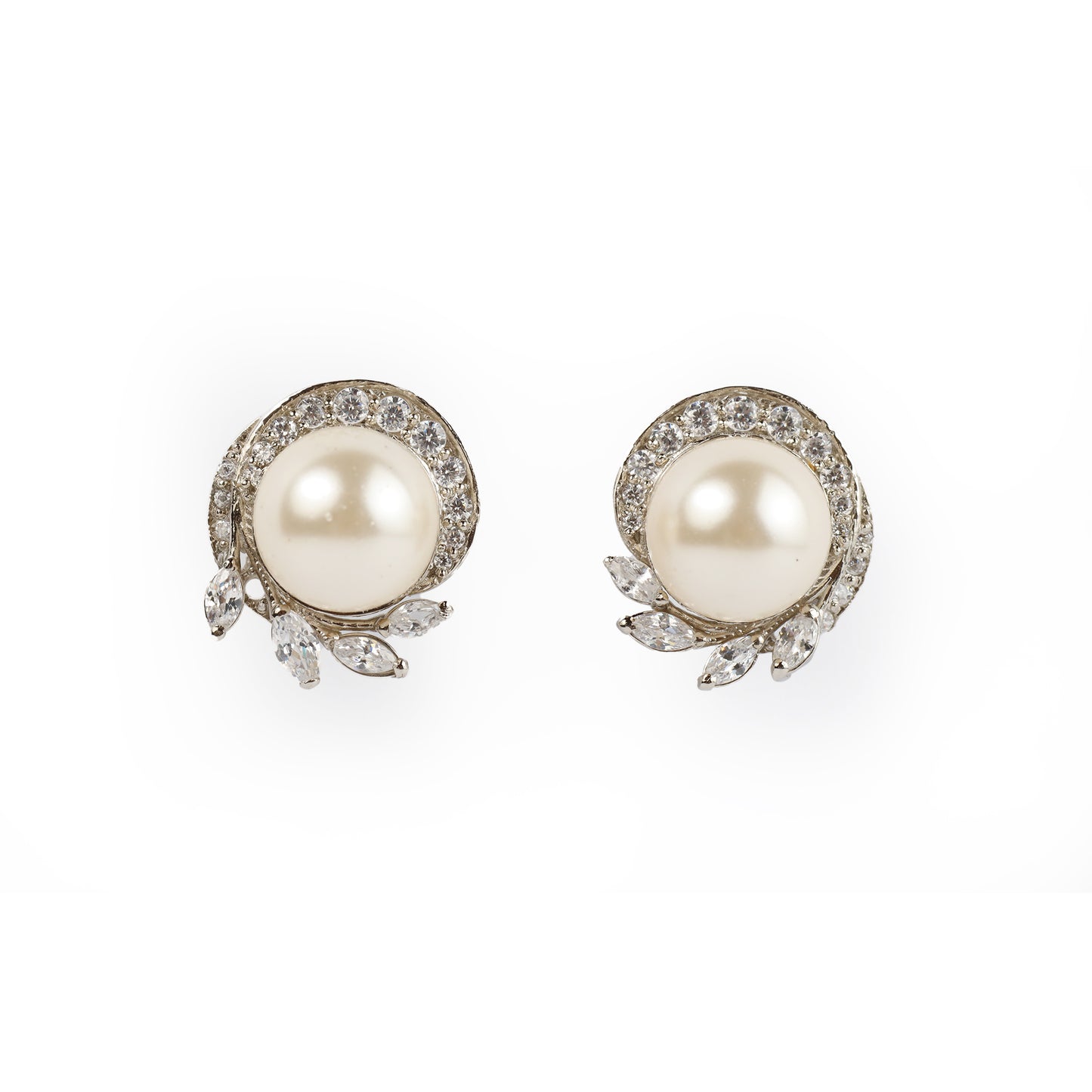 Pearl Ribbon Halo Studs