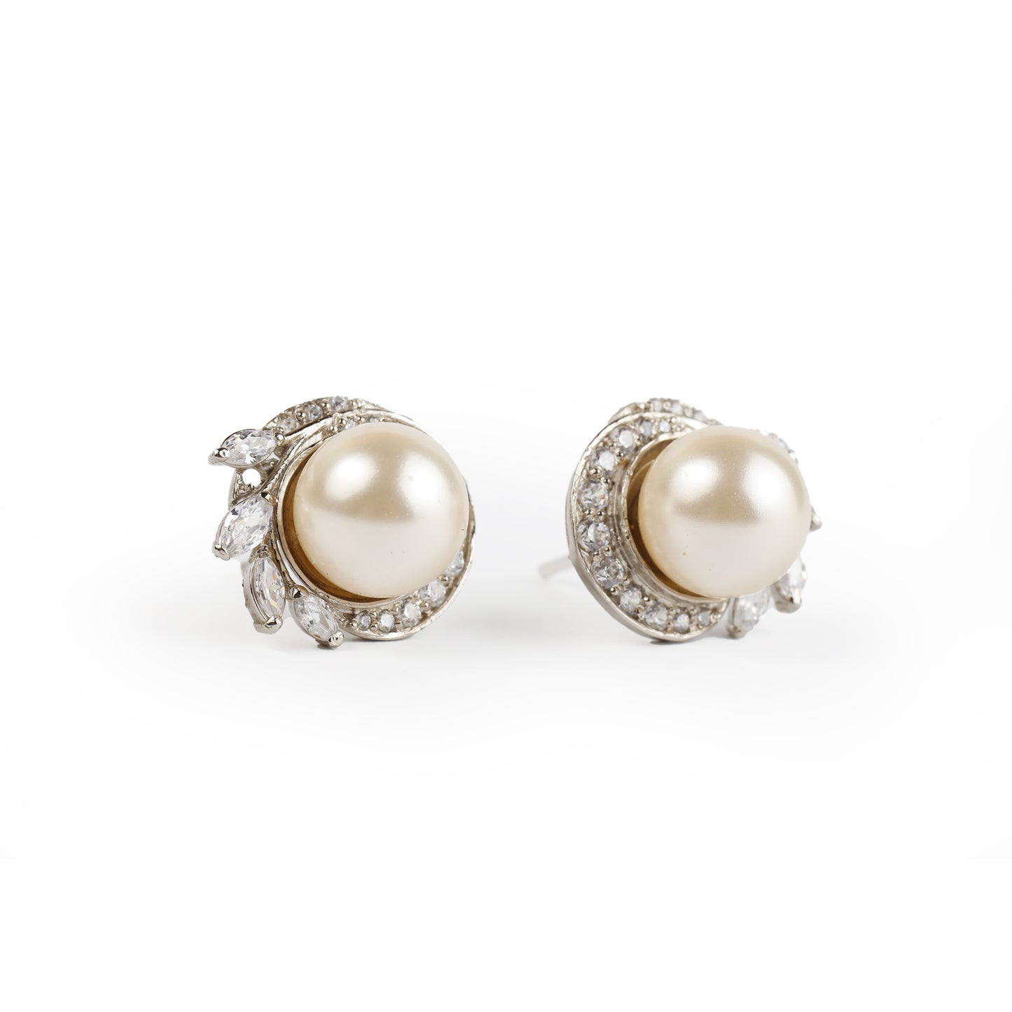 Pearl Ribbon Halo Studs