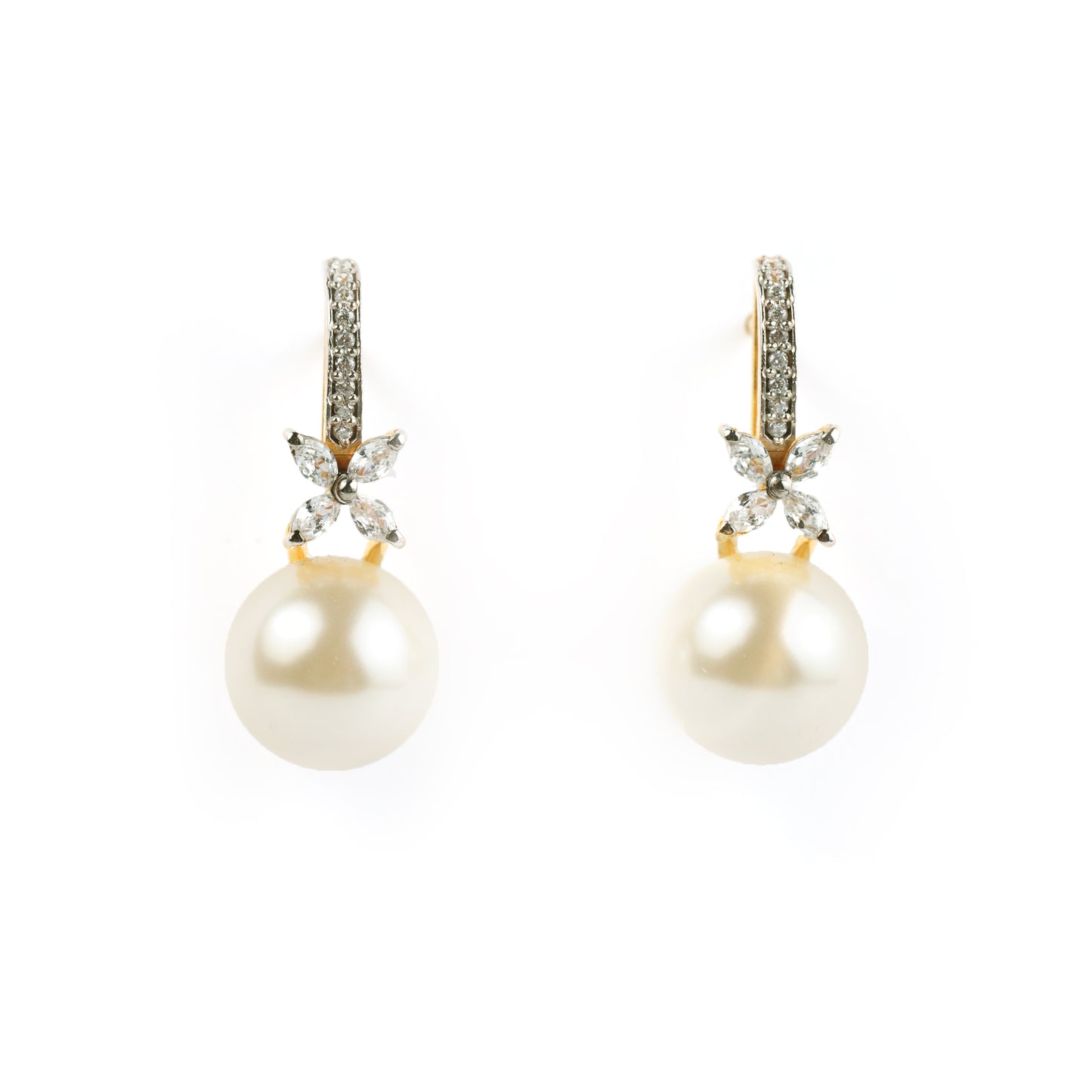 Diamond Floral Pearl Drops
