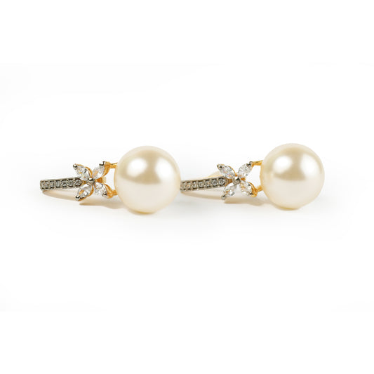 Diamond Floral Pearl Drops